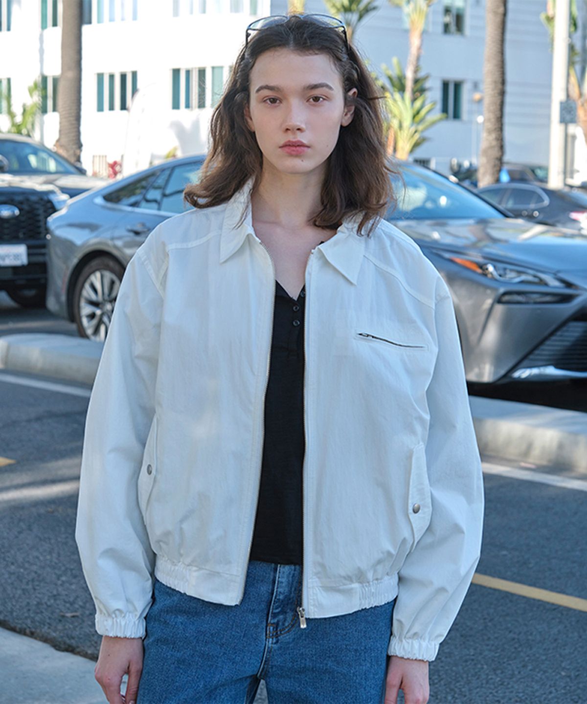 썸웨어버터(SOMEWHEREBUTTER) Jace Cotton Blouson - Ivory