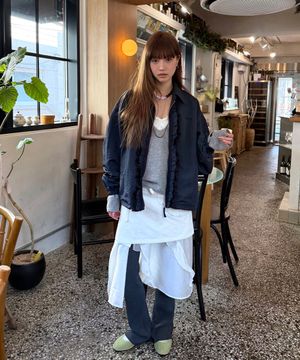 COTTON APRON LAYERED WRAP SKIRT (WHITE)