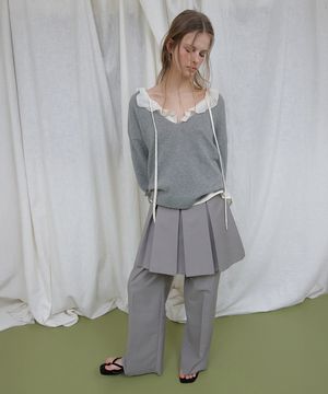 ESSENTIEL PLEATS MINI SKIRT (GRAY)