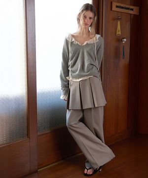 ESSENTIEL BACK BANDING PINTUCK TROUSER_SLACKS (GRAY)