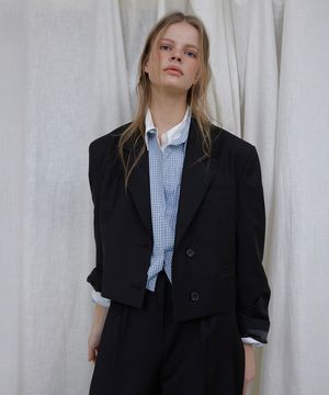 ESSENTIEL SEMI OVERFIT CROP TAILORED JACKET_BLAZER (BLACK)