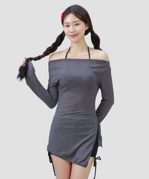 오프숄더 커버업 비키니세트