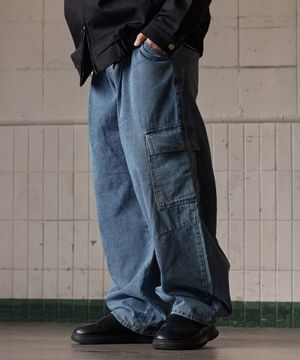 로우 카고 데님 팬츠 중청