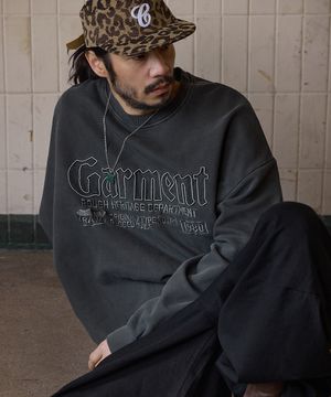 가먼트 파이핑 자수 피그먼트 맨투맨 챠콜