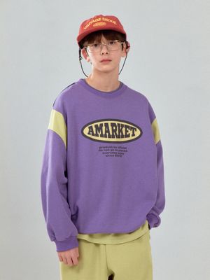 PANELLED SLEEVE SWEATSHIRT PURPLE