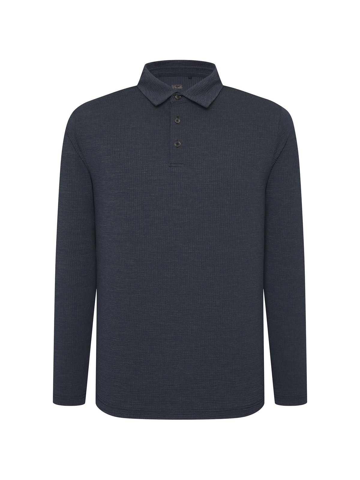 케이투(K2) 시원서커 ICE WAFFLE 긴팔 폴로_MELANGE DARK NAVY
