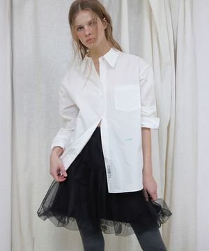 LONQUE LACE TRIMMING OVERFIT SHIRTS (IVORY)