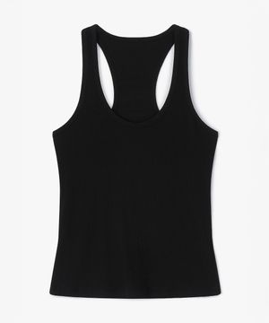 [지구 PICK] BASIC COTTON RIBBED U-NECK LAYERED SLEEVELESS TOP (BLACK)