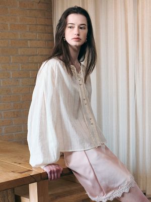 LUCIA raglan shirring blouse_IVORY