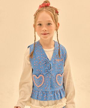 하트 플라워 포켓 베스트_블루