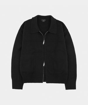네버 울 니트 블루종 자켓 블랙