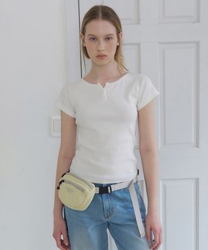 Lay Button Raglan Top - Ivory