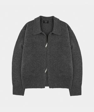 네버 울 니트 블루종 자켓 챠콜