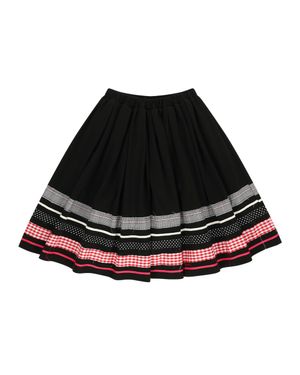 W MULTI PATCH MIDI SKIRT (BLACK)