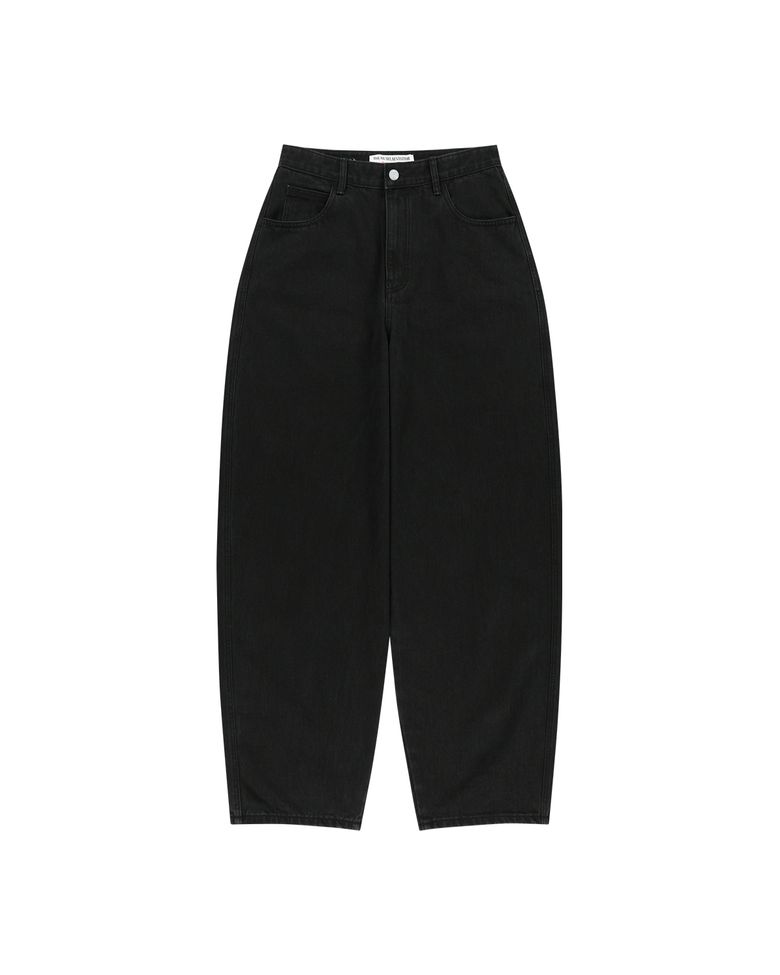 CROSS BELT WASHED DENIM PANTS (BLACK)
