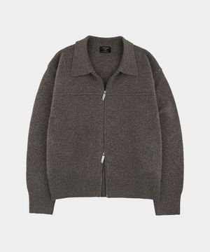 네버 울 니트 블루종 자켓 코코브라운