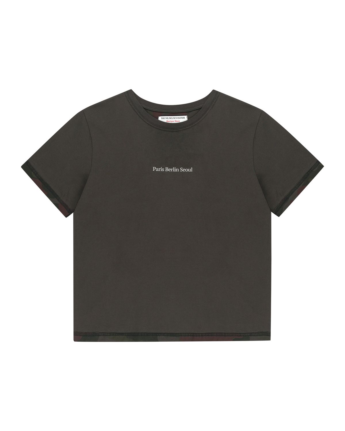 더뮤지엄비지터(THEMUSEUMVISITOR) VINTAGE WASHED CAMO LINED T-SHIRTS (CHARCOAL)