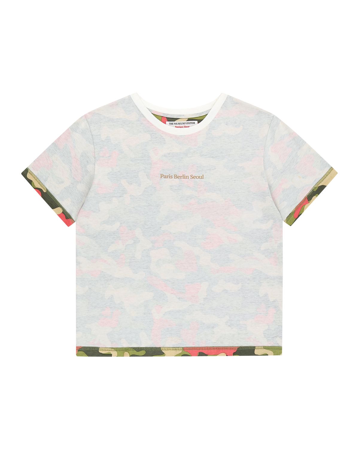 더뮤지엄비지터(THEMUSEUMVISITOR) VINTAGE WASHED CAMO LINED T-SHIRTS (WHITE)