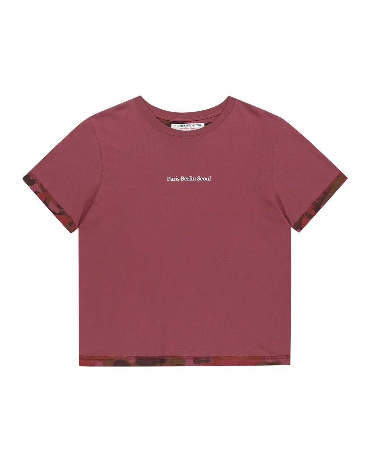 더뮤지엄비지터(THEMUSEUMVISITOR) VINTAGE WASHED CAMO LINED T-SHIRTS (BURGUNDY)