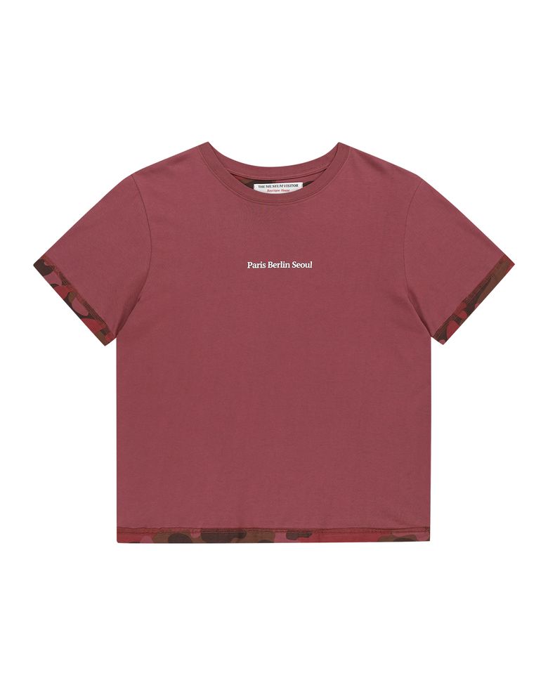 VINTAGE WASHED CAMO LINED T-SHIRTS (BURGUNDY)