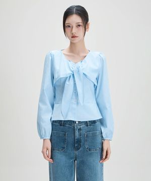 리본 디테일 블라우스_MIWBLG421B