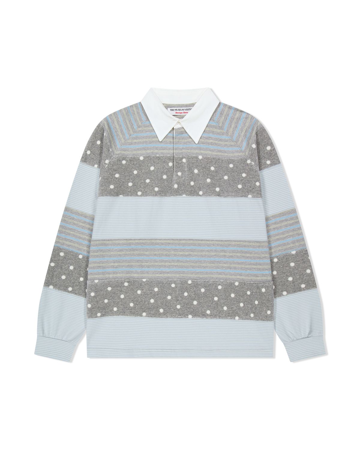 더뮤지엄비지터(THEMUSEUMVISITOR) DOT PATCHWORK PK LONG SLEEVE (SKY BLUE)