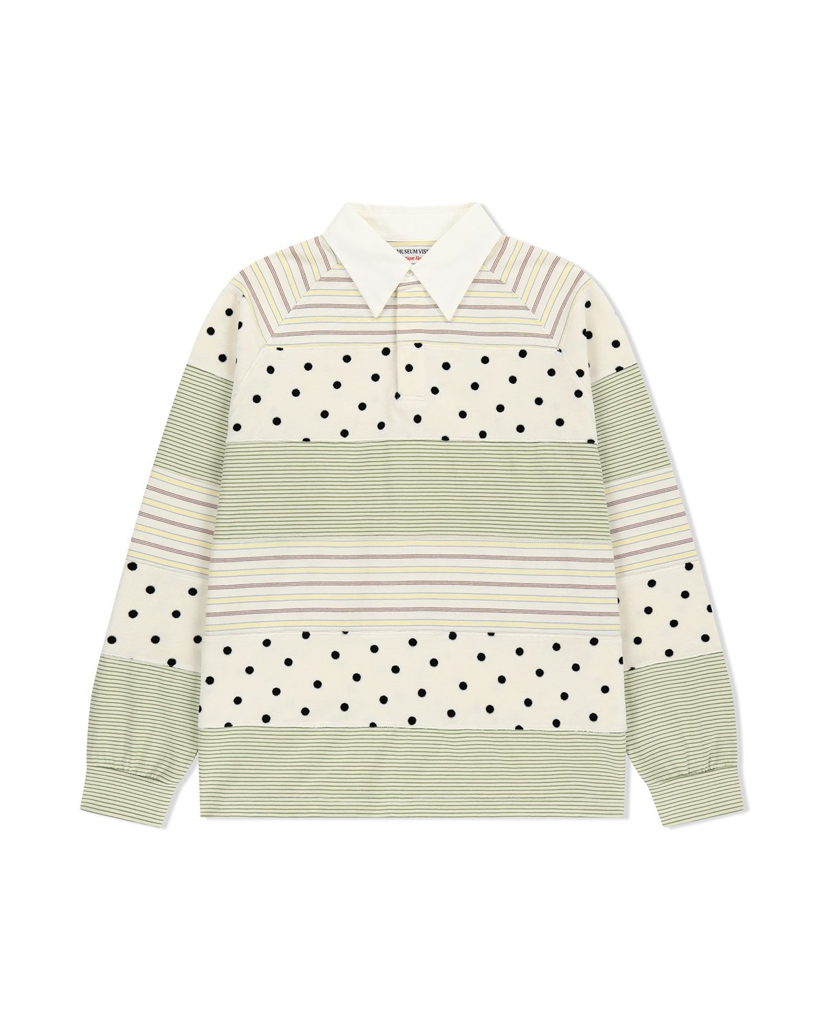 더뮤지엄비지터(THEMUSEUMVISITOR) DOT PATCHWORK PK LONG SLEEVE (GREEN)