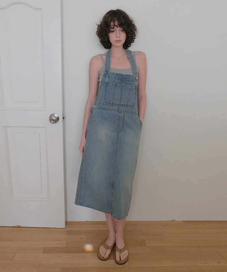 Velin Halter Denim Dress - Middle Blue