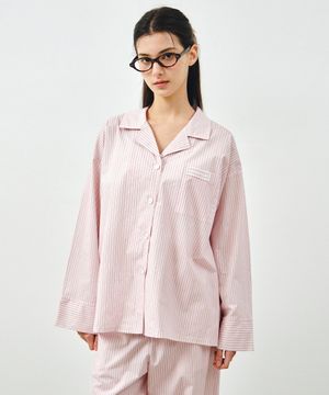 [SET] 컴포트 코튼 스트라이프 긴소매 파자마 핑크 MDPJ005PINK