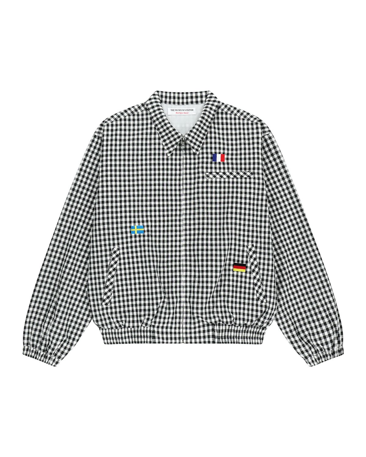 더뮤지엄비지터(THEMUSEUMVISITOR) HERITAGE FLAG CHECK JACKET (BLACK)