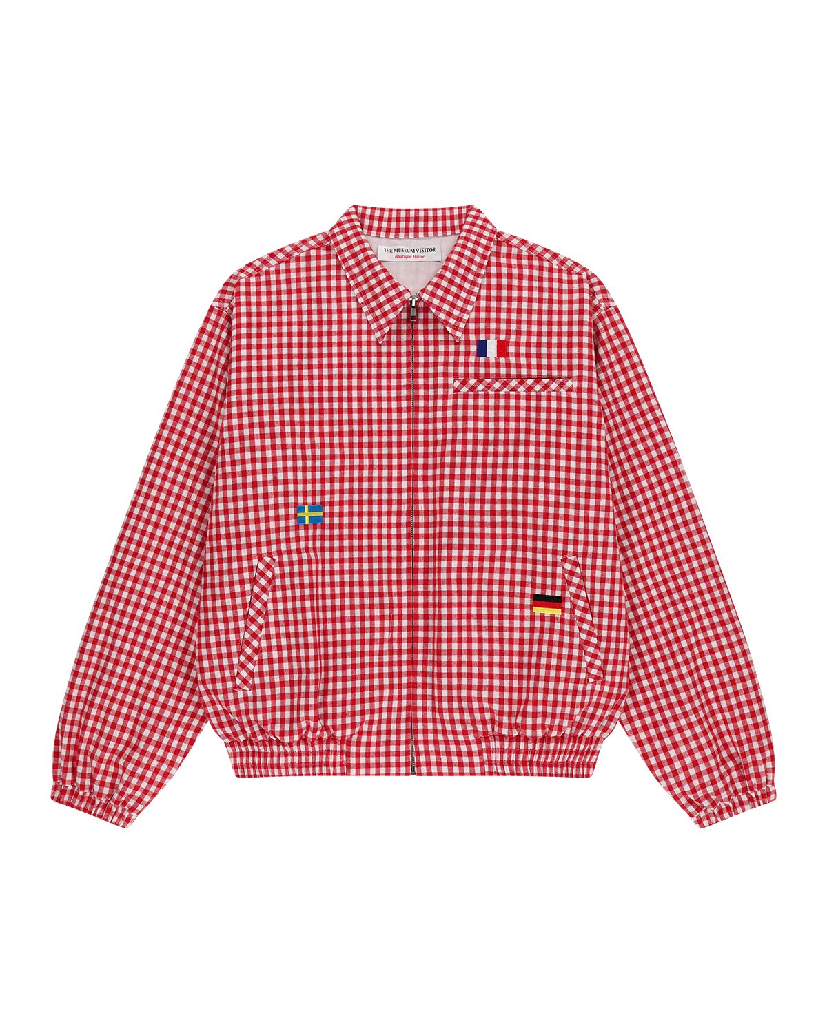 themuseumvisitor LOVE CHECK JACKET チェック MUSINSA | THEMUSEUMVISITOR HERITAGE FLAG CHECK JACKET (RED)