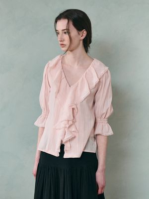 AMELIE frill puff blouse_PINK