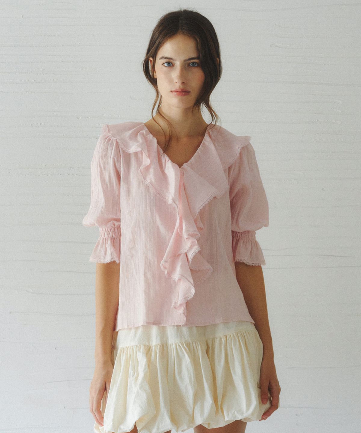 르니나(LENINA) AMELIE frill puff blouse_PINK