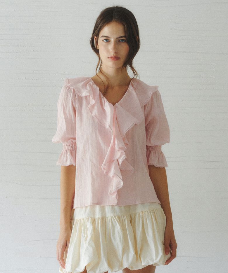 AMELIE frill puff blouse_PINK