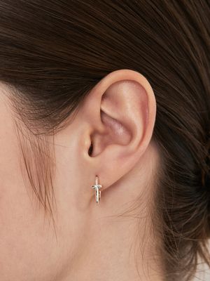 slim cross hoop earring