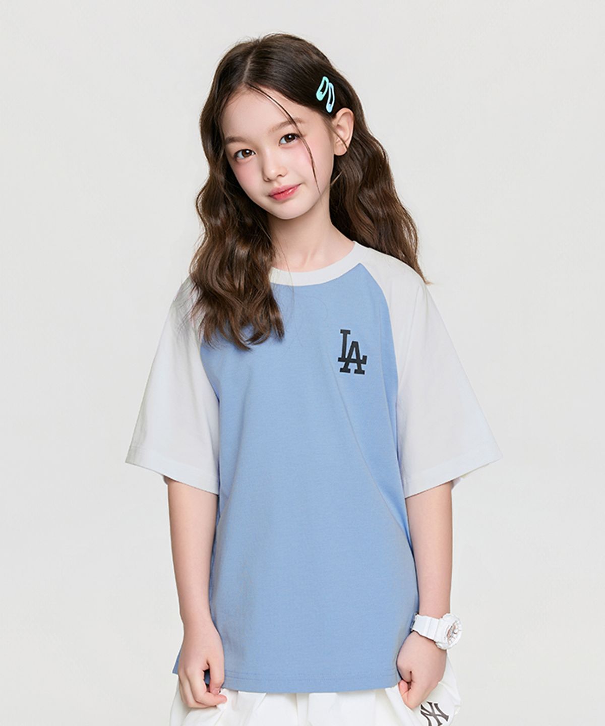 엠엘비 키즈(MLB KIDS) 스포티브 바시티 라글란 티셔츠 LA (L.Blue)