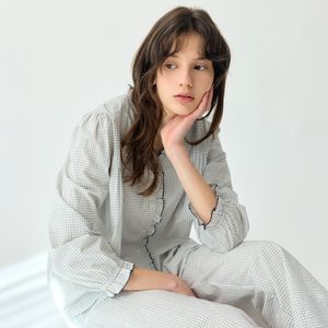 헤이즐 체크 프릴 여성 잠옷 세트