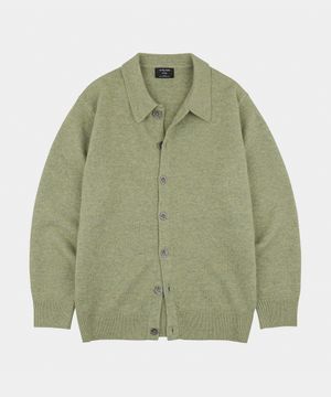 피터 클래식 카라 울 니트 가디건 세이지그린