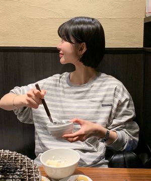 Wappen Stripe Long Top - Grey