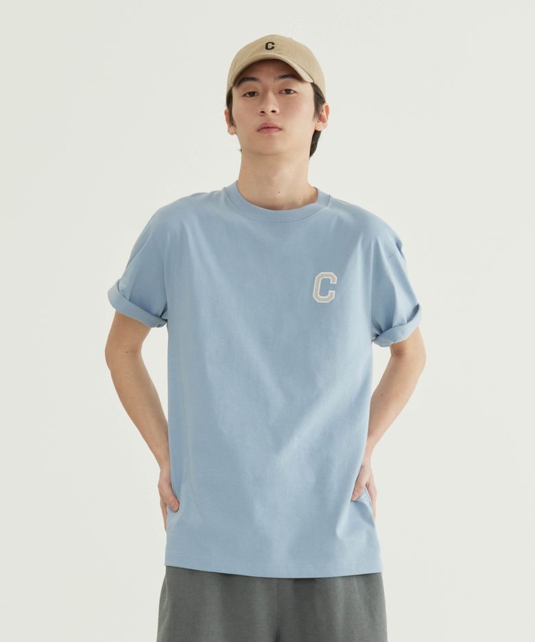 쿨 코튼 샤인 C 로고 티셔츠 스카이블루