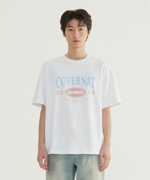 브러시 레터링 그래픽 티셔츠 화이트