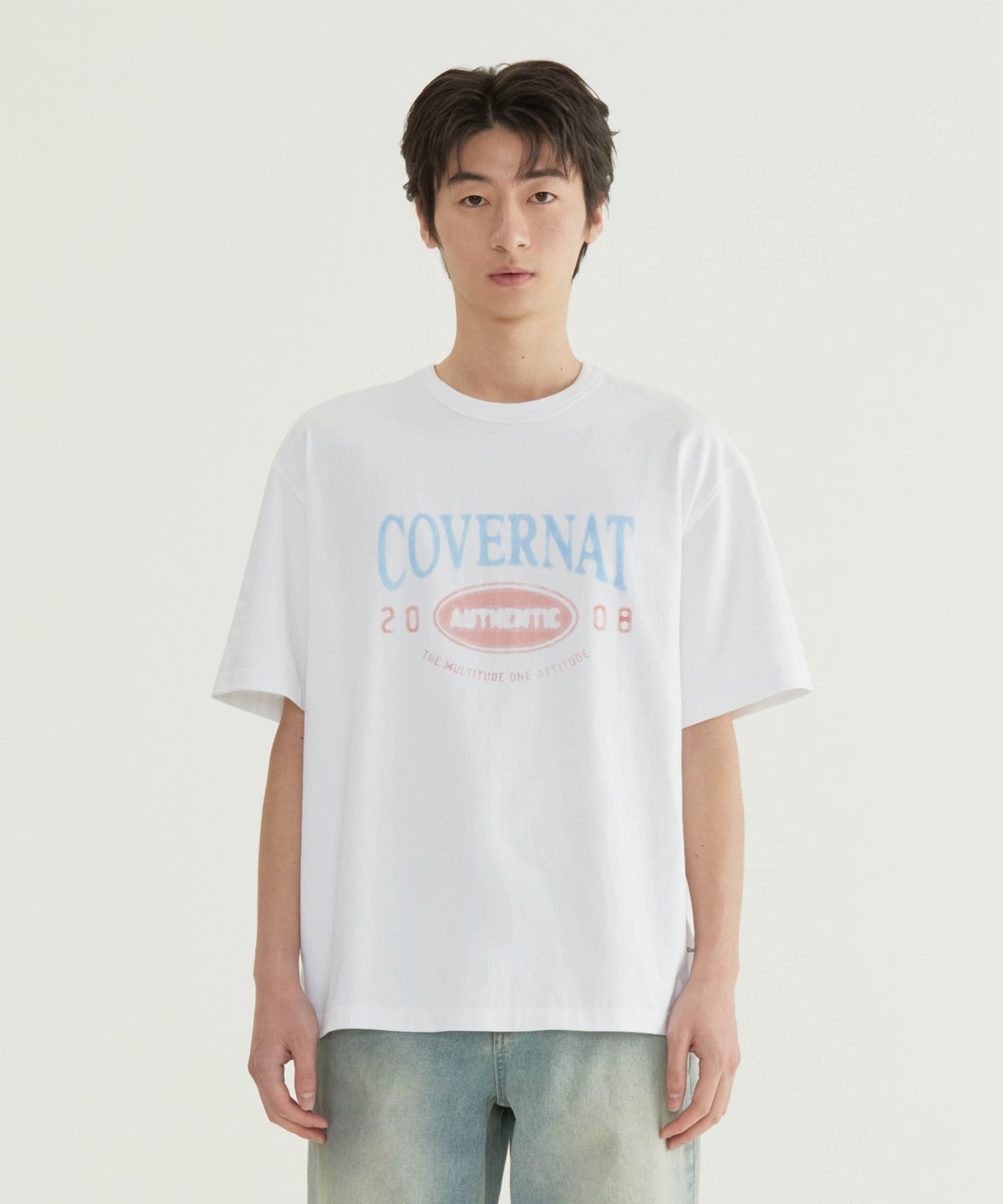 커버낫(COVERNAT) 브러시 레터링 그래픽 티셔츠 화이트