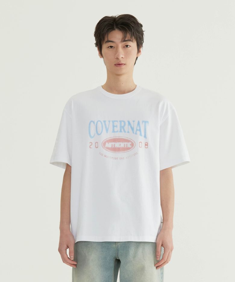 브러시 레터링 그래픽 티셔츠 화이트