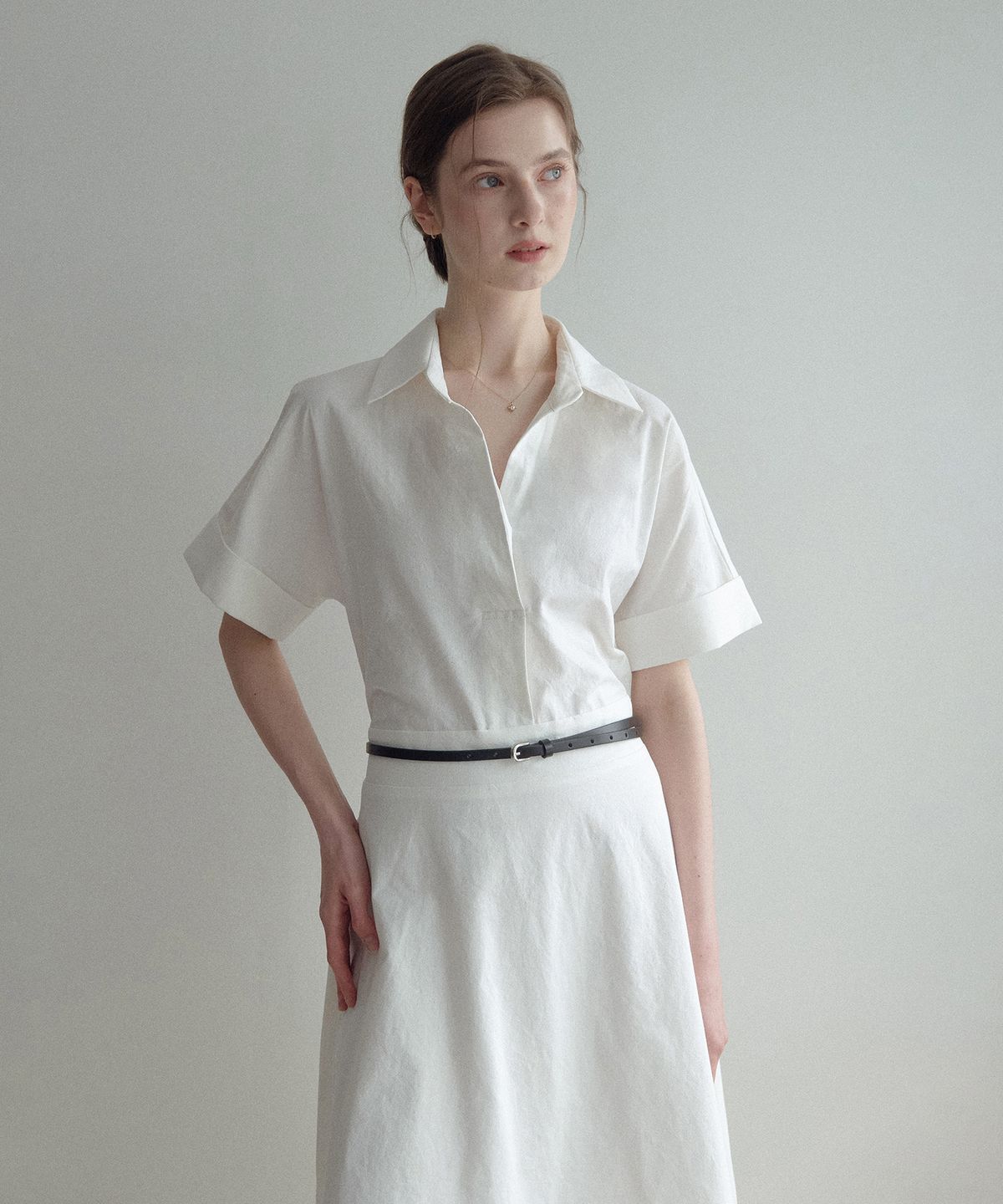 르나브(LENAV) esy Linen kara one-piece (화이트)