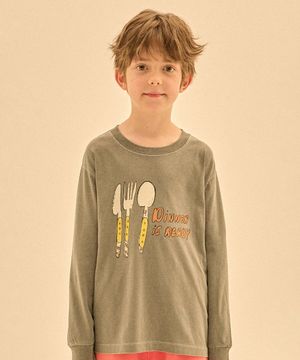 디너 피그 롱 슬리브 티셔츠_차콜