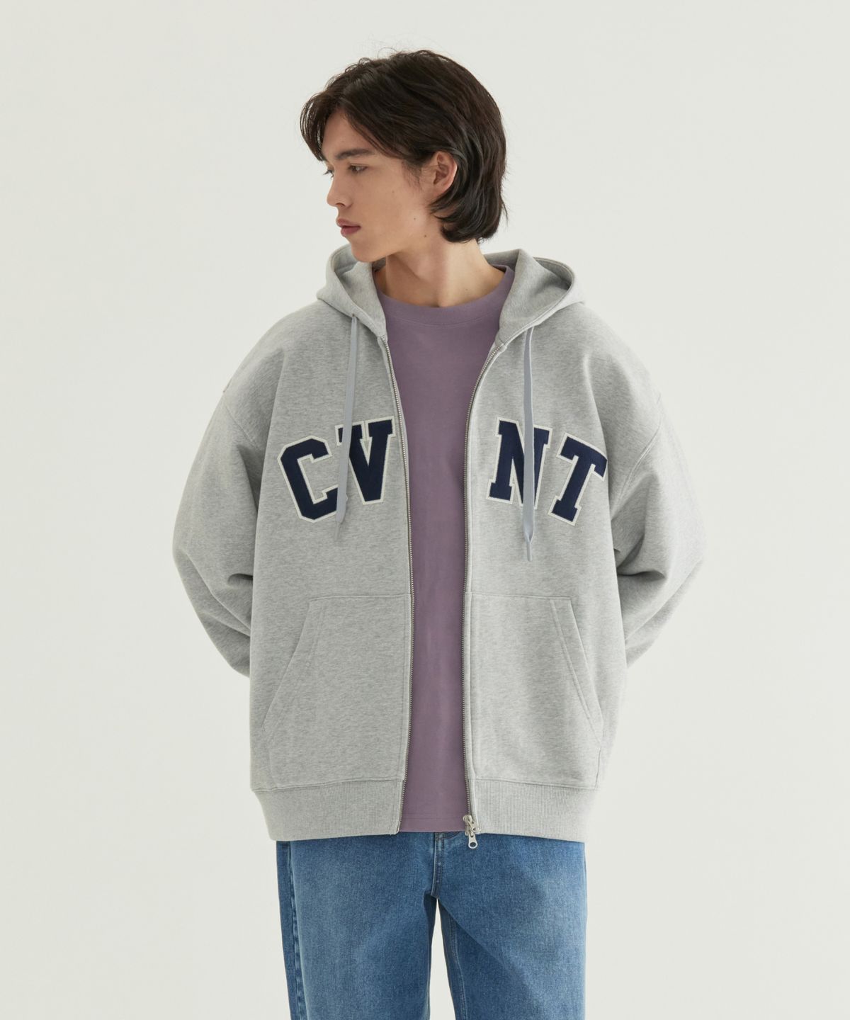 커버낫(COVERNAT) CVNT 후드집업 멜란지 그레이