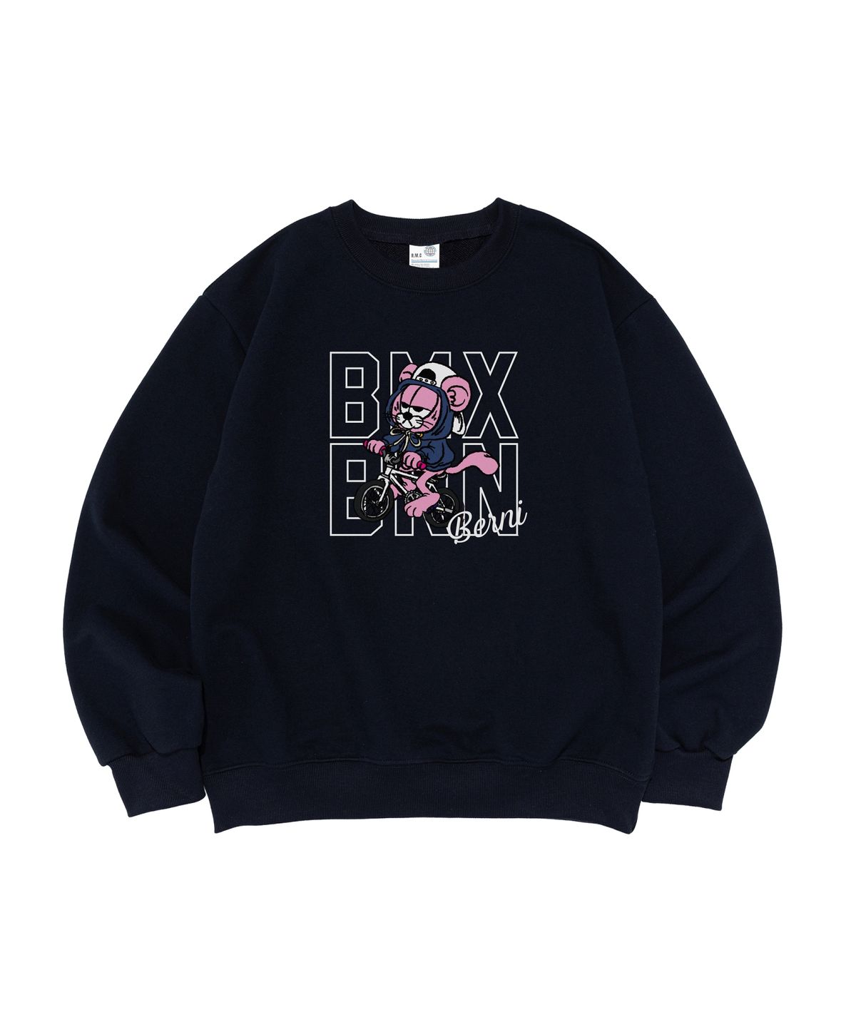 베르니(BERNI) [기모/노기모] 라이딩 바이크 맨투맨 (네이비)