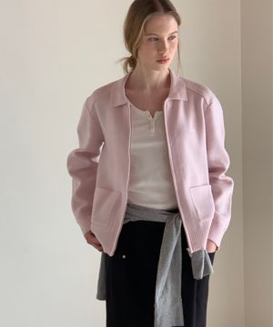 Unit Knit Zip-Up - Light Pink