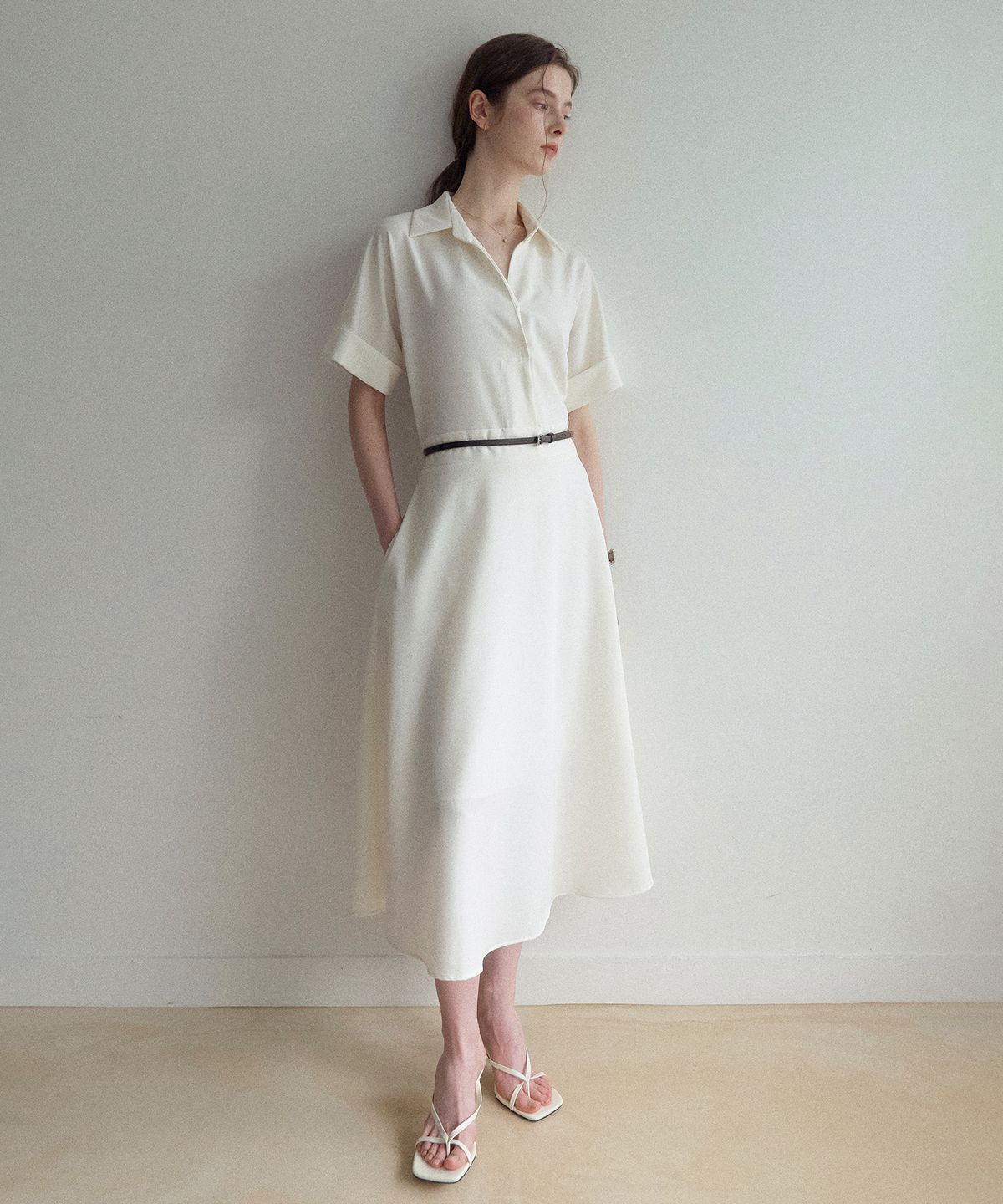 르나브(LENAV) esy Linen kara one-piece (아이보리)