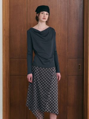 GRACE draped t-shirt_NAVY